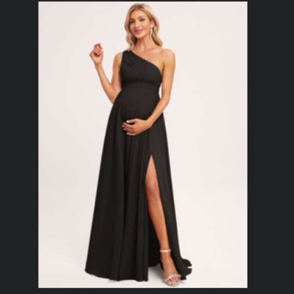JJs House Maternity Black One Shoulder Dress